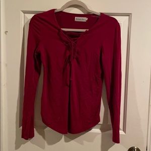 Red long sleeve vneck